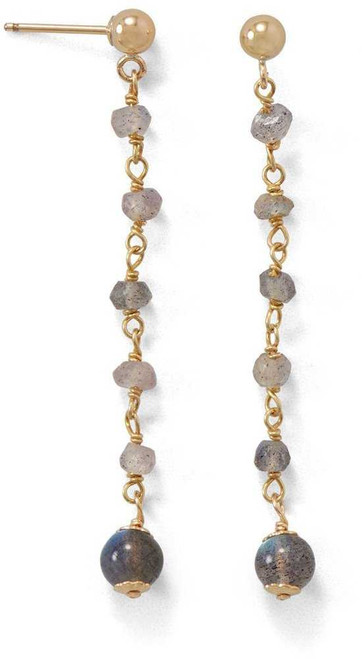 Image of Gold-plated Sterling Silver Post Earrings with Labradorite Beads