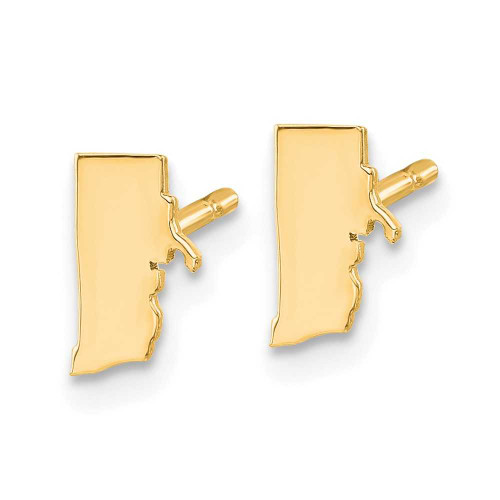 Image of 8.15mm Gold-Plated Sterling Silver Rhode Island RI Small State Stud Earrings