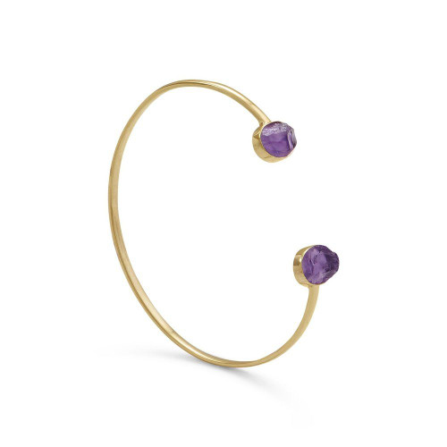 Image of Gold-plated Sterling Silver rough-cut Amethyst Cuff Bracelet