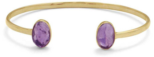 Image of Gold-plated Sterling Silver rough-cut Amethyst Cuff Bracelet