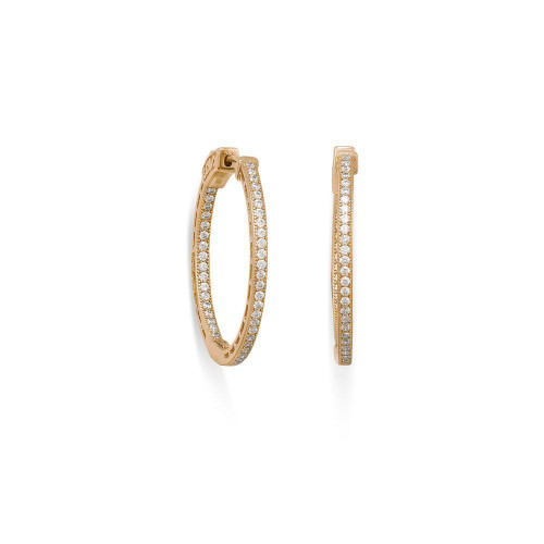 Image of Gold-plated Sterling Silver Round In/Out CZ Hoop Earrings