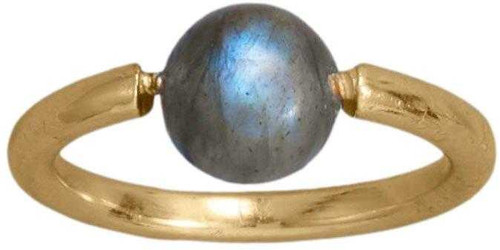 Image of Gold-plated Sterling Silver Round Labradorite Ring