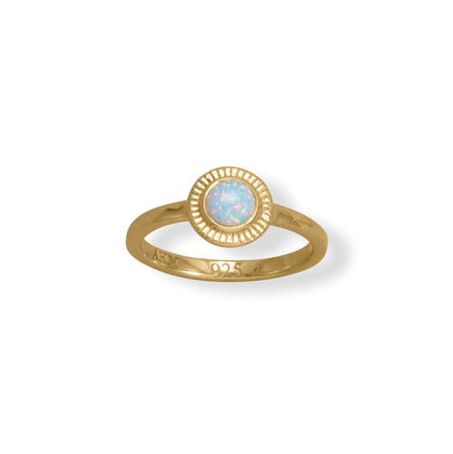Image of Gold-plated Sterling Silver Round Synthetic Opal Ring