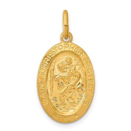 Image of Gold-Plated Sterling Silver Saint Christopher Medal Charm QC5625