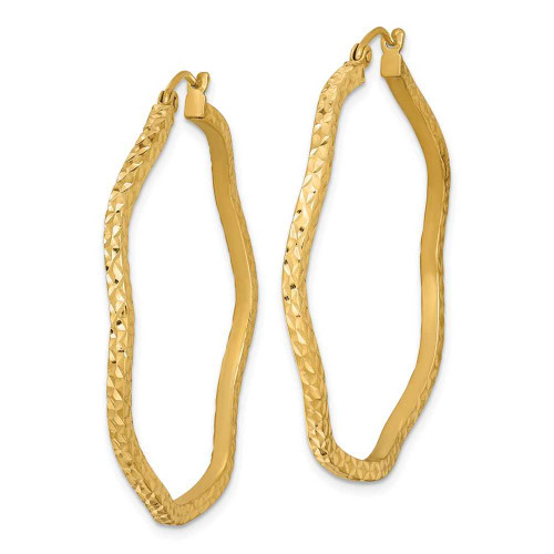 Image of 41mm Gold-Plated Sterling Silver Shiny-Cut Wavy Hoop Earrings QE8464