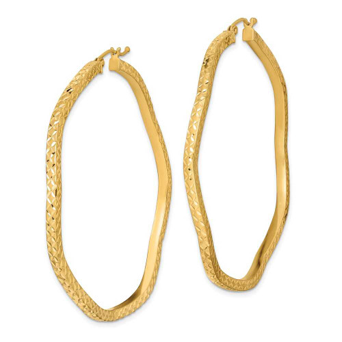 Image of 55mm Gold-Plated Sterling Silver Shiny-Cut Wavy Hoop Earrings QE8465