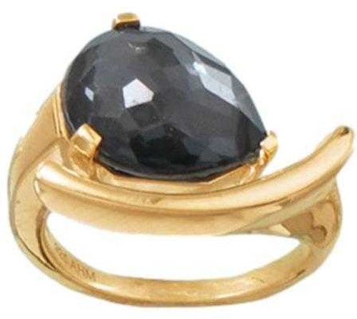 Image of Gold-plated Sterling Silver Simulated Hematite and Simulated Quartz Ellipse Ring