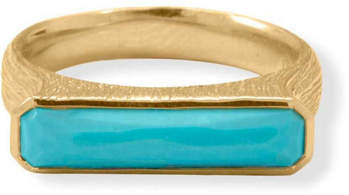 Image of Gold-plated Sterling Silver Simulated Turquoise Bar Ring