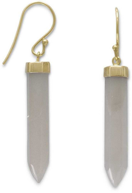 Image of Gold-plated Sterling Silver Spike Pencil Cut Gray Moonstone Earrings