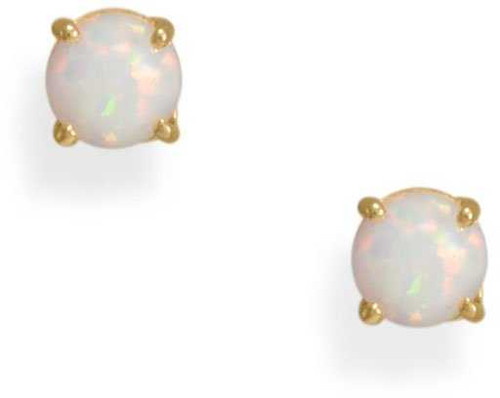 Image of Gold-plated Sterling Silver Synthetic Opal Stud Earrings