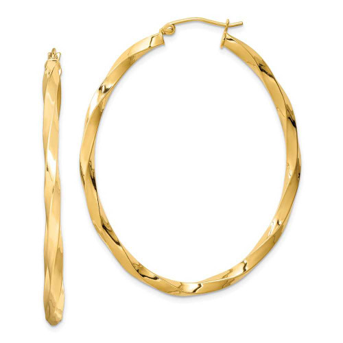 Image of 46mm Gold-Plated Sterling Silver Twisted Oval Hoop Earrings