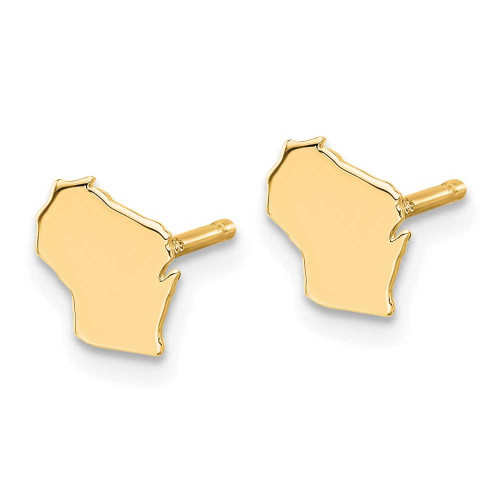 Image of 7.26mm Gold-Plated Sterling Silver Wisconsin WI Small State Stud Earrings