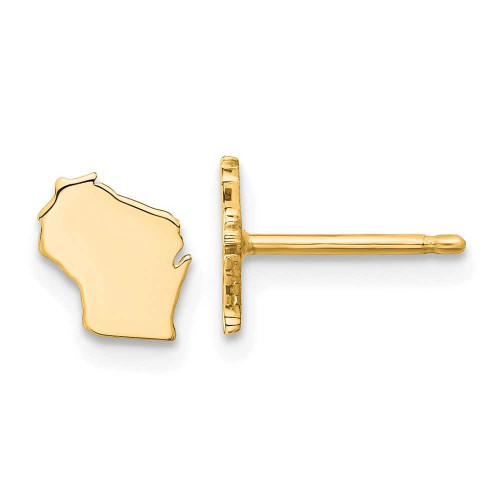 Image of 7.26mm Gold-Plated Sterling Silver Wisconsin WI Small State Stud Earrings