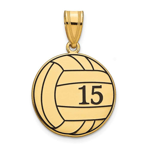 Image of Gold-Plated Sterling Silver with Enamel Personalized Volleyball Pendant