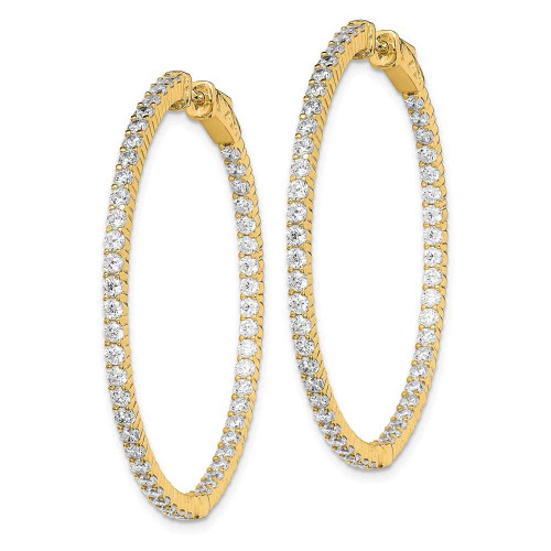 Image of 41mm Gold-Tone Sterling Silver 100 Stone CZ In and Out Hoop Earrings