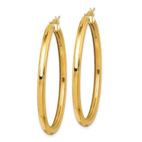 Image of 40mm Gold-Tone Sterling Silver 45mm Grooved Hoop Earrings