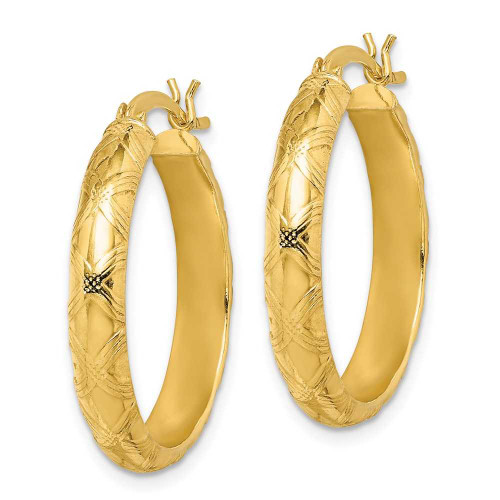 Image of 21mm Gold-Tone Sterling Silver Bamboo-Patterned 25mm Hoop Earrings