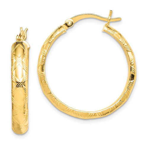 Image of 21mm Gold-Tone Sterling Silver Bamboo-Patterned 25mm Hoop Earrings