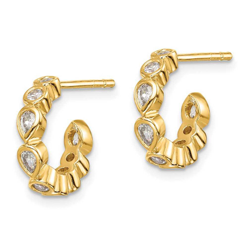 Image of Gold-Tone Sterling Silver CZ Hoop Earrings
