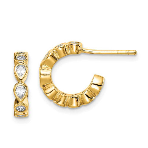 Image of Gold-Tone Sterling Silver CZ Hoop Earrings