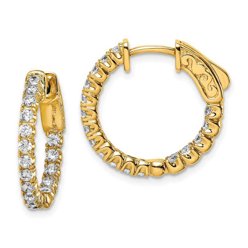 Image of 19.69mm Gold-Tone Sterling Silver CZ In & Out Hoop Earrings QE7567Y