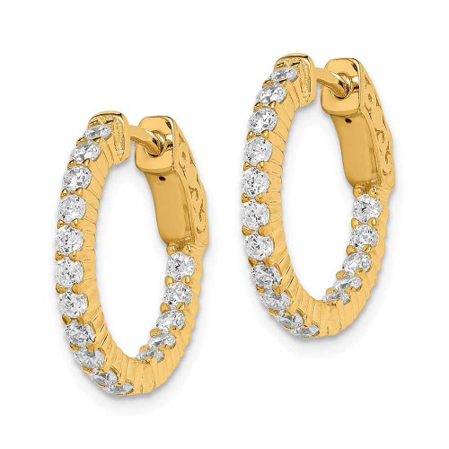 Image of 18.77mm Gold-Tone Sterling Silver CZ In & Out Hoop Earrings QE7575Y