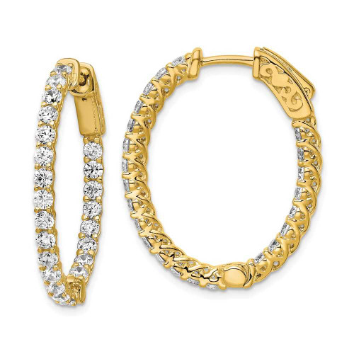 Image of 29.9mm Gold-Tone Sterling Silver CZ In & Out Oval Hoop Earrings QE7578Y