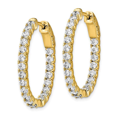 Image of 29.24mm Gold-Tone Sterling Silver CZ In & Out Oval Hoop Earrings QE7997Y