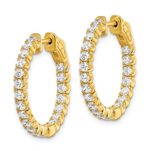 Image of 24.48mm Gold-Tone Sterling Silver CZ In & Out Round Hoop Earrings QE7570Y