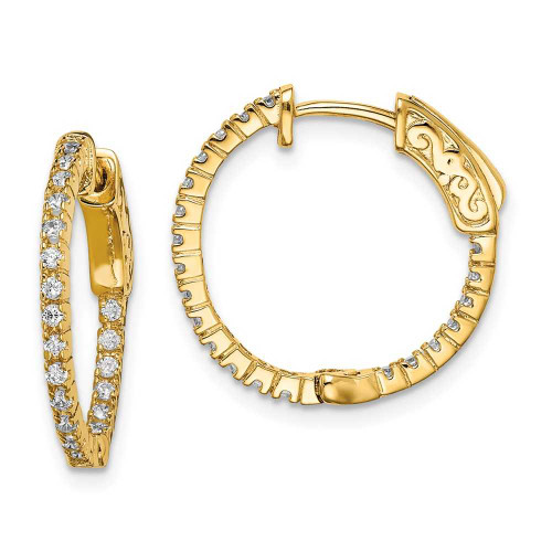 Image of 18.72mm Gold-Tone Sterling Silver CZ In & Out Round Hoop Earrings QE8019Y