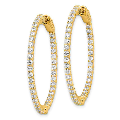 Image of 35mm Gold-Tone Sterling Silver CZ In and Out Hinged Hoop Earrings