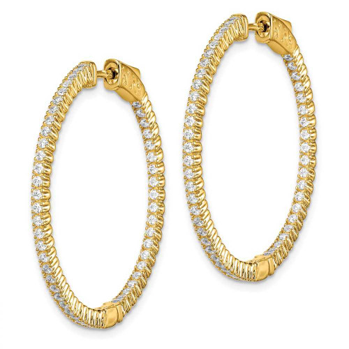 Image of 32mm Gold-Tone Sterling Silver CZ In and Out Round Hoop Earrings QE7562Y
