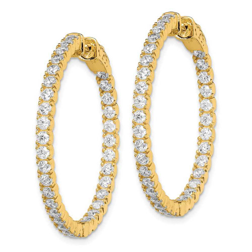 Image of 34mm Gold-Tone Sterling Silver CZ In and Out Round Hoop Earrings QE7571Y
