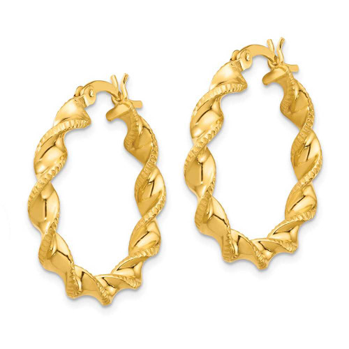 Image of 20mm Gold-Tone Sterling Silver Patterned Twist 25mm Hoop Earrings QE6664