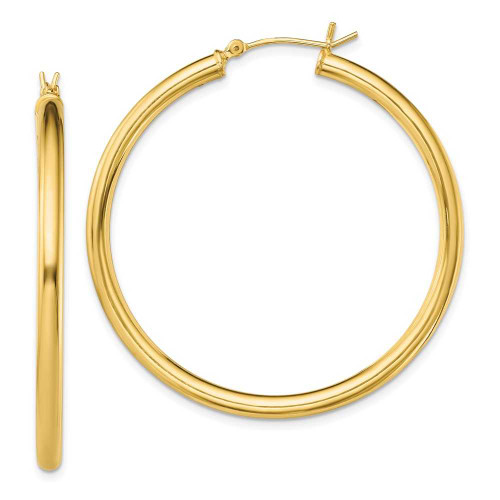 Image of 47.1mm Gold-Tone Sterling Silver Polished Hoop Earrings QE13169