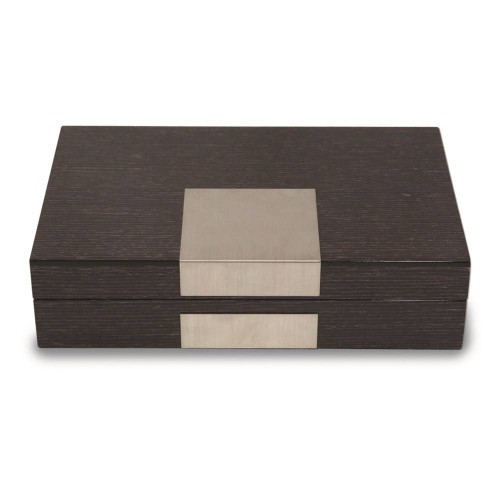 Image of Gray Wood w/ Stainless Steel Accents & Multi Compartments Valet Box