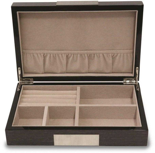 Image of Gray Wood w/ Stainless Steel Accents & Multi Compartments Valet Box