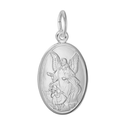 Image of Guardian Angel Oval Charm (Choose Metal) by Rembrandt