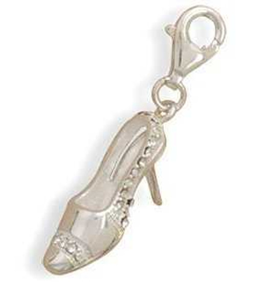 Image of High Heel Crystal Charm 925 Sterling Silver