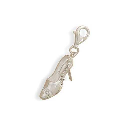 Image of High Heel Crystal Charm 925 Sterling Silver