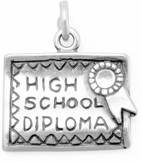 Image of High School Diploma Charm 925 Sterling Silver