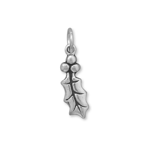 Image of Holly Leaf Charm 925 Sterling Silver