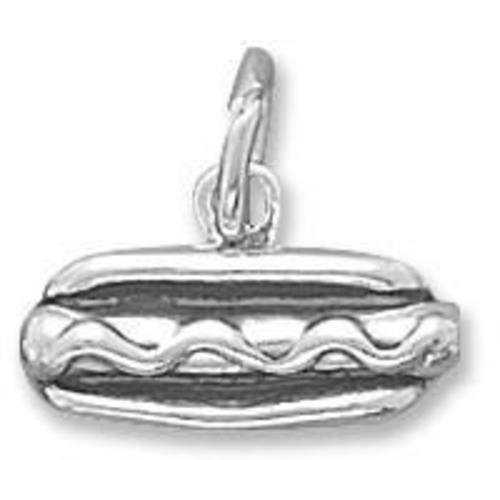 Image of Hot Dog Charm 925 Sterling Silver