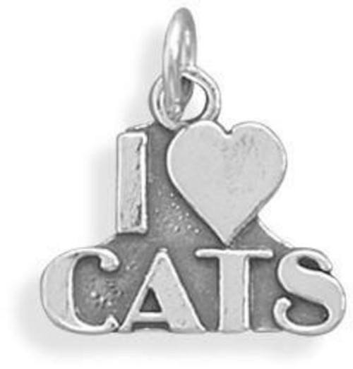I love Cats Charm 925 Sterling Silver