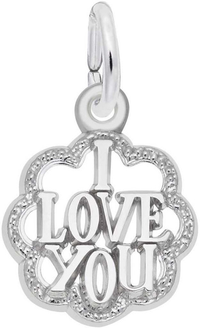 Image of I Love You w/ Border Charm (Choose Metal) by Rembrandt