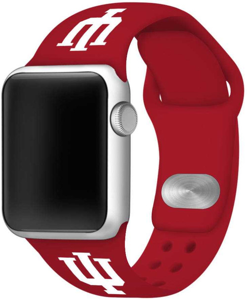 Image of Indiana Hoosiers Silicone Watch Band Compatible with Apple Watch - 42mm/44mm/45mm Red C-AB1-110-42