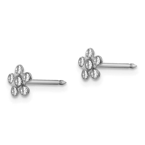 Image of 5mm Inverness 14K White Gold Clear Synthetic Crystal Flower Earrings