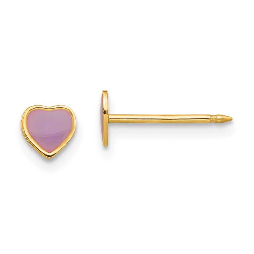 Image of 4mm Inverness 14K Yellow Gold Epoxy Purple Heart Earrings