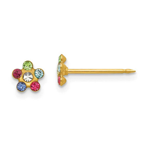 Image of 5mm Inverness 14K Yellow Gold Flower Multicolor Synthetic Crystal Earrings
