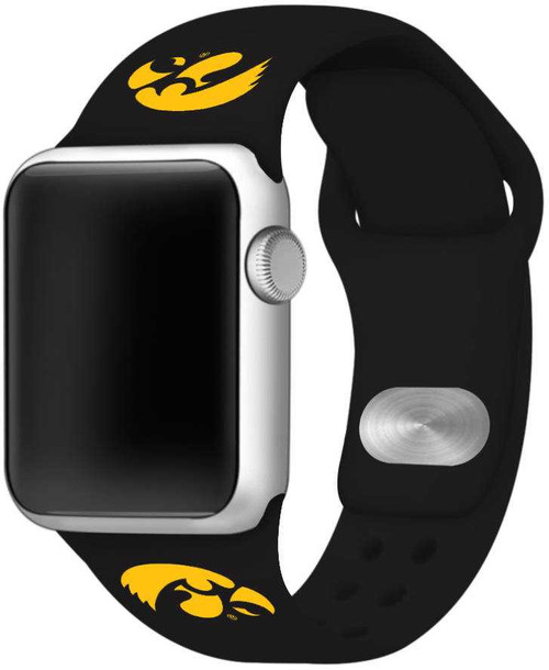 Image of Iowa Hawkeyes Silicone Watch Band Compatible with Apple Watch - 38mm/40mm/41mm Black C-AB1-317-38